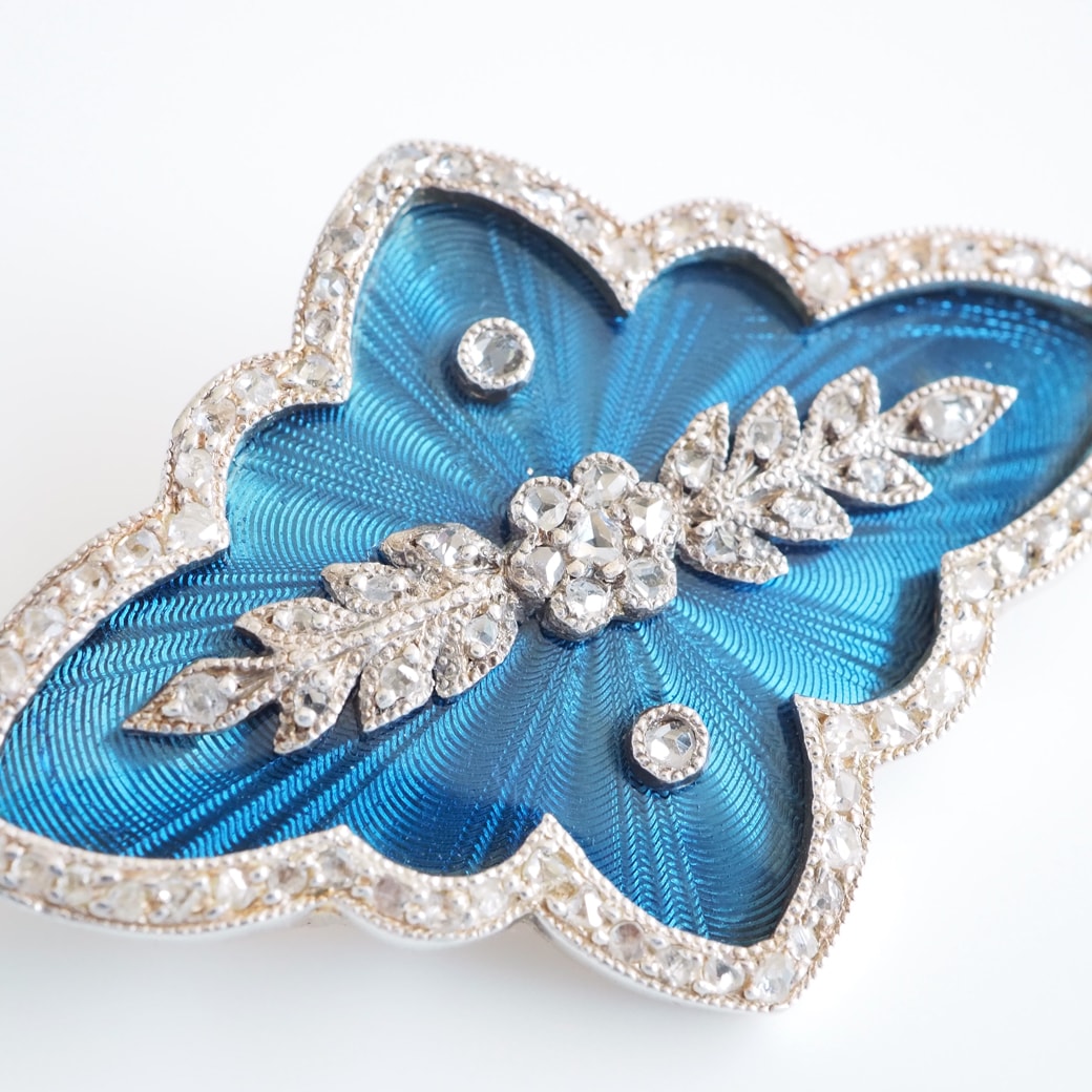 アンティークジュエリー アンティークブローチ ギヨシェエナメル