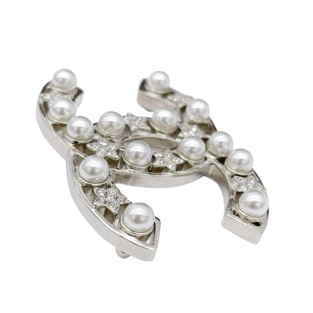 CHANEL シャネル ブローチ ココマーク ラインストーン フェイクパール