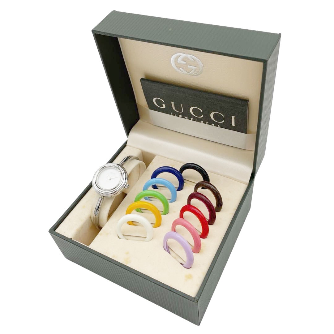美品]GUCCI チェンジベゼル シルバーバングルタイプ ベゼルなし 美品