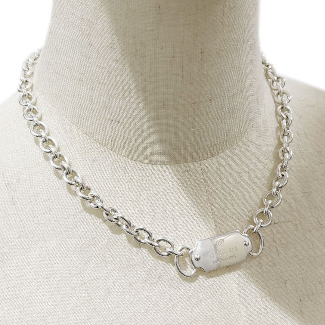 GUCCI グッチ チョーカー ネックレス ロゴプレート XXL 925 シルバー