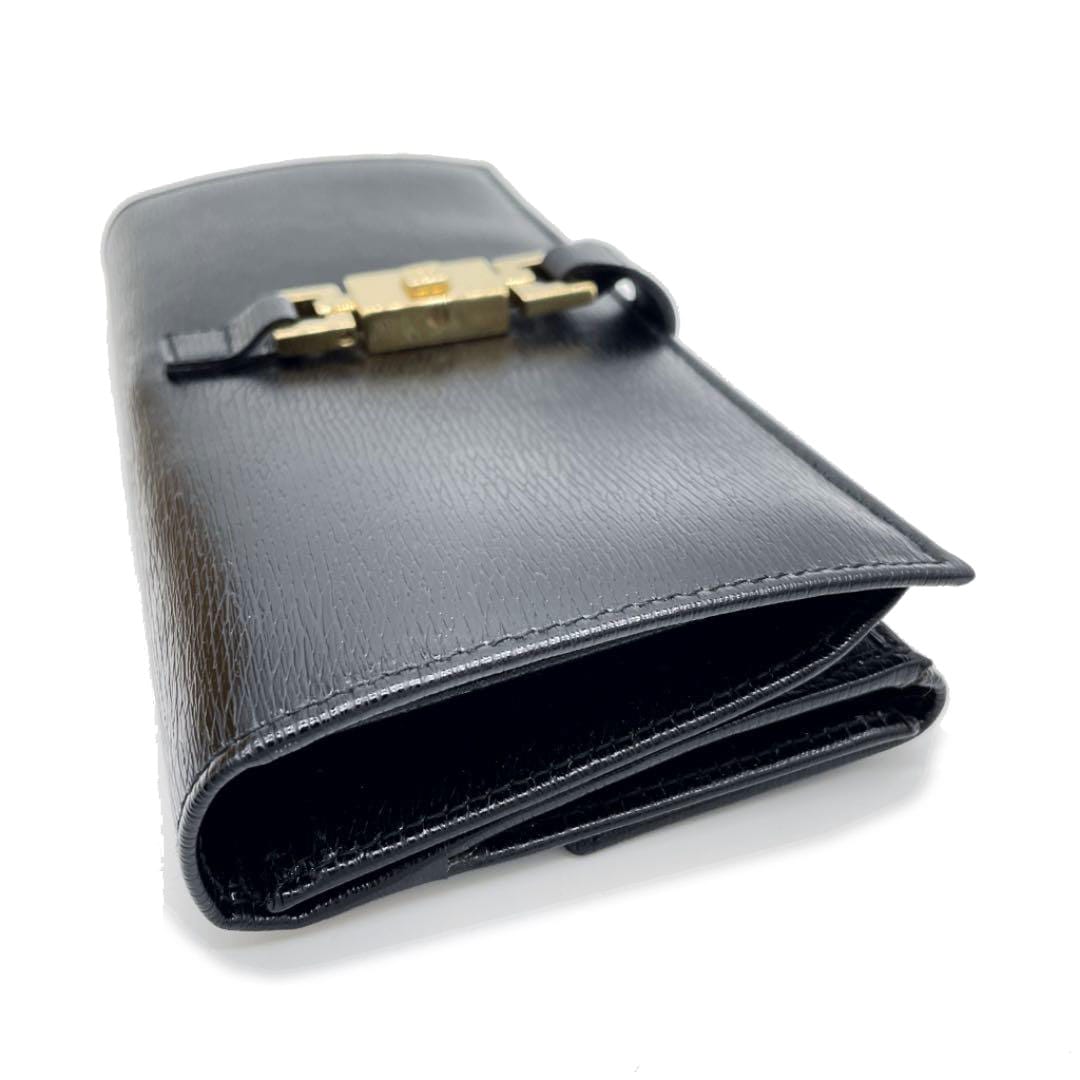 GUCCI グッチ ジャッキー Wホック 二つ折り長財布 レザー ブラック