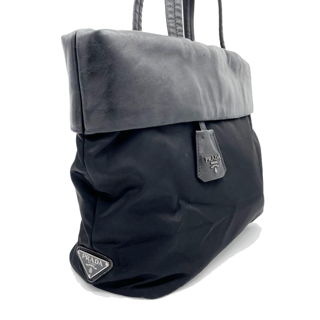 PRADA プラダ トートバッグ レザー ナイロン ブラック 1BG047 | バッグ