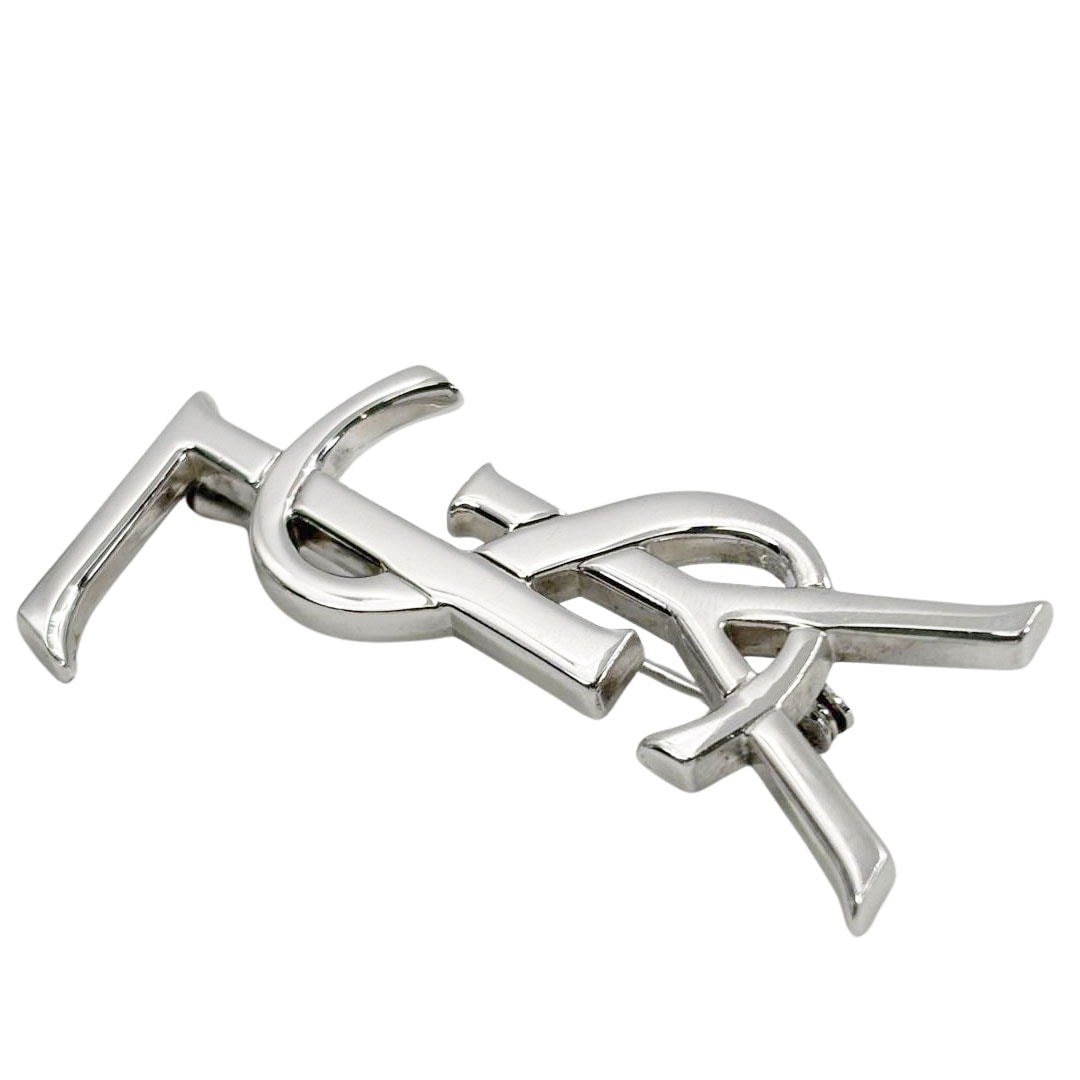 イヴサンローラン ブローチ カサンドラロゴ YSL 刻印 シルバー 付属品