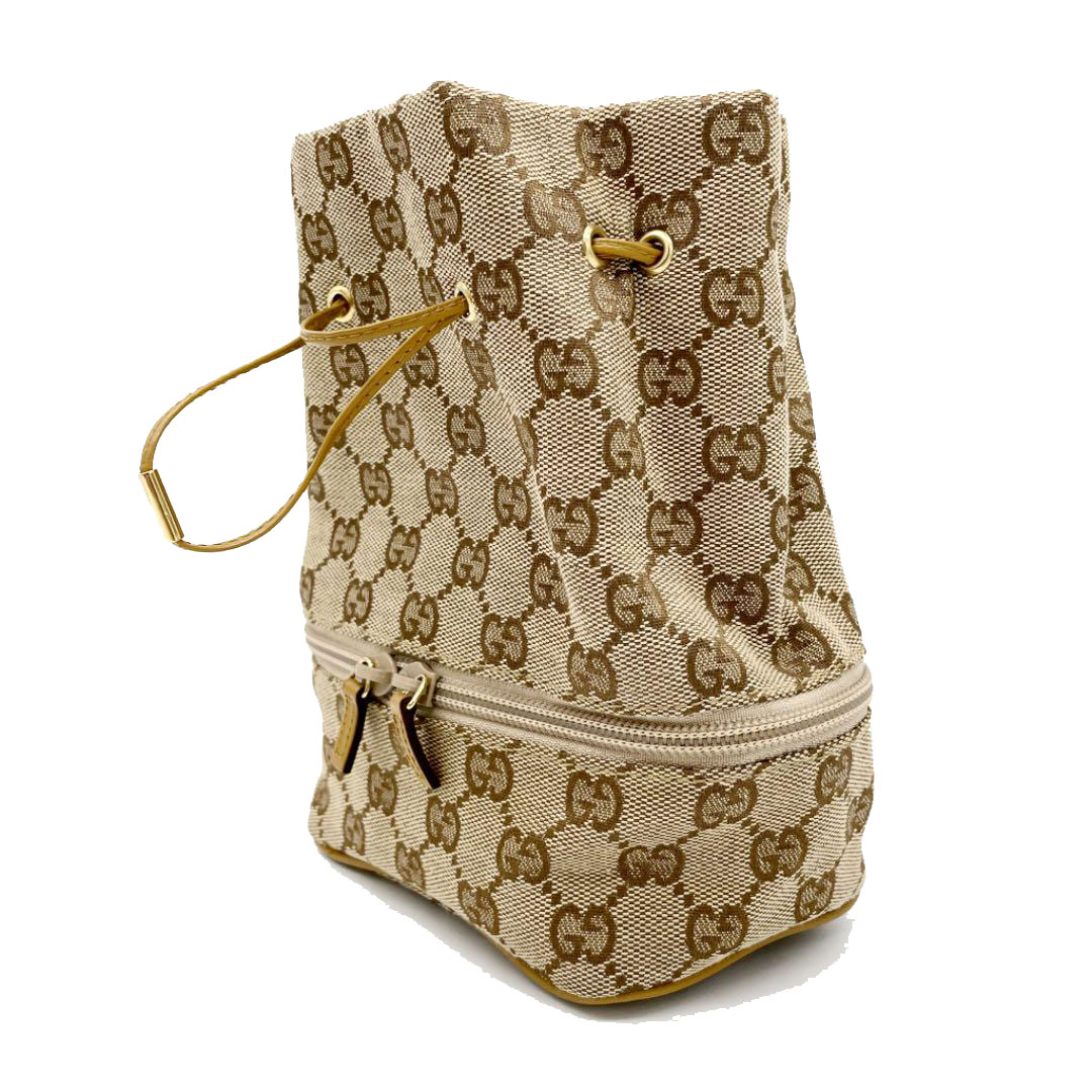 GUCCI グッチ 巾着ポーチ GGキャンバス ベージュ 039 1053 001998