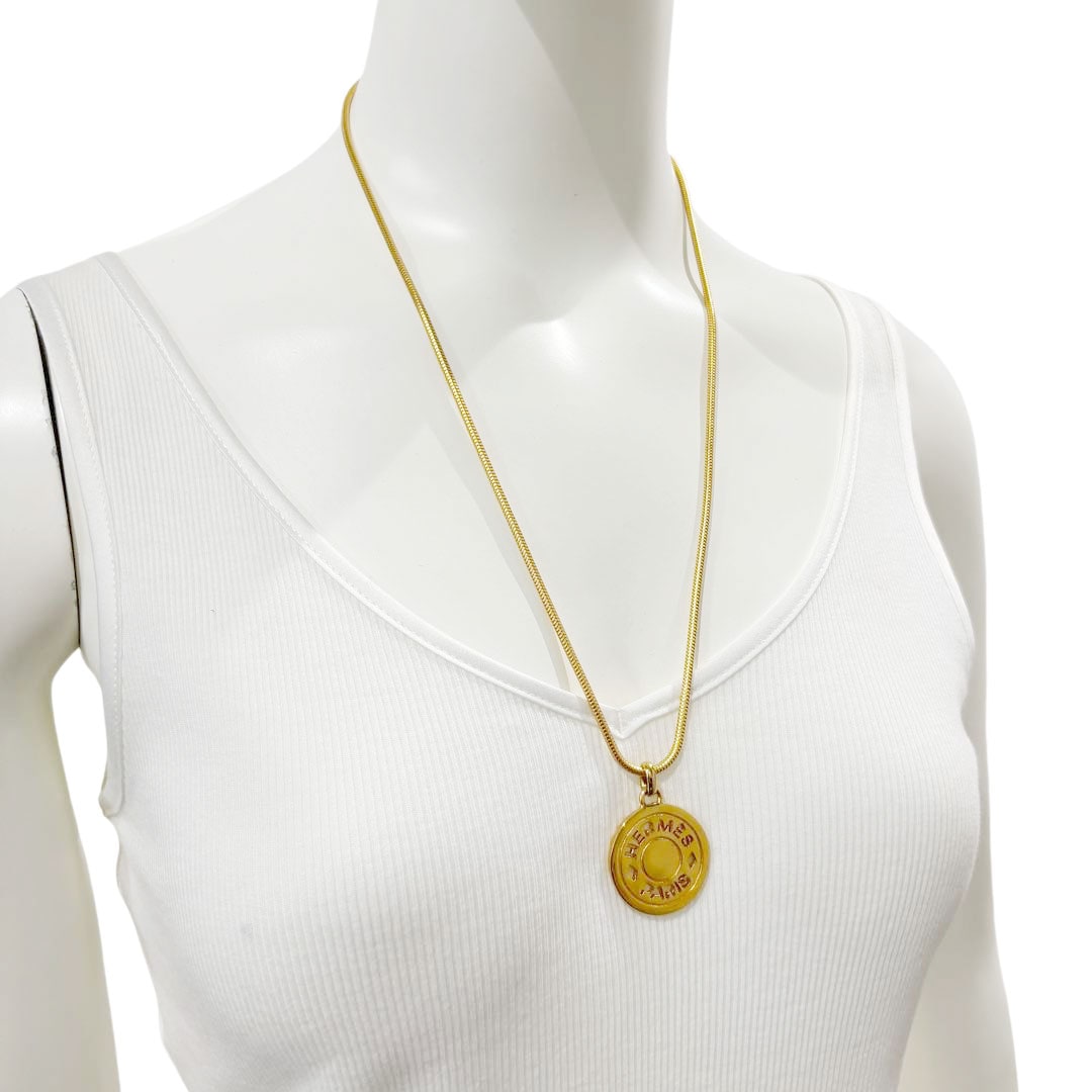 HERMES エルメス ネックレス セリエ くり抜きロゴ スネークチェーン