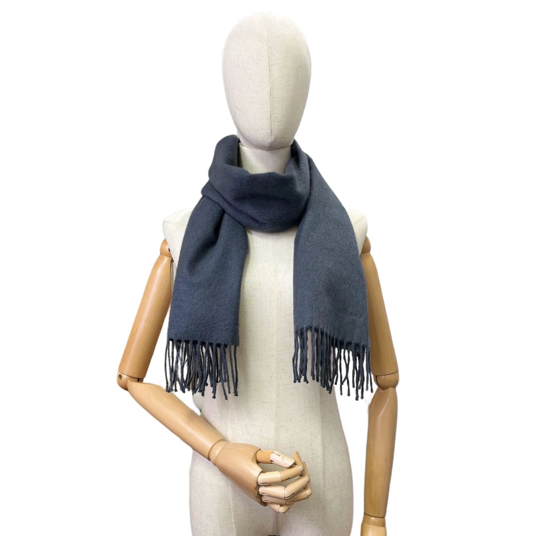 クリスチャンディオール カシミヤ100% ロゴ刺繍 フリンジマフラー