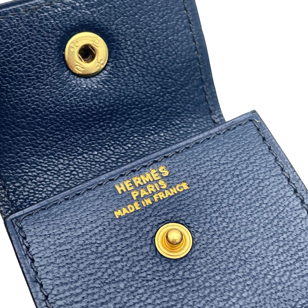 HERMES エルメス 付箋・ポストイットケース レザー ネイビー 〇R刻印