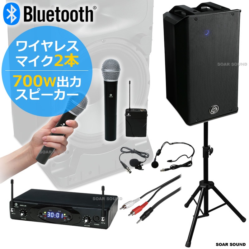 ワイヤレスマイク2本】【12インチスピーカー搭載 700W 出力 大音量