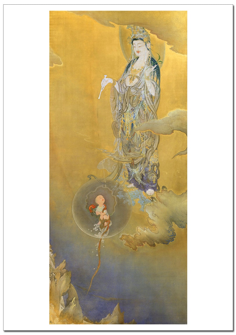 中国の水墨画、盧景春 肉筆漓江煙雨 掛け軸 大幅 名品绘画 。