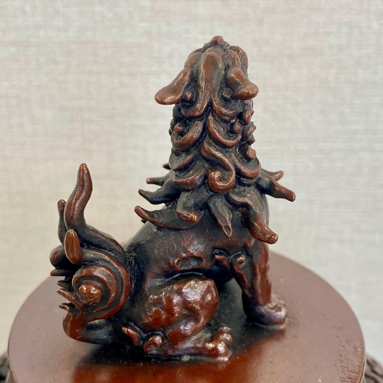 高岡銅器 青銅製香炉 長足菖蒲獅子蓋