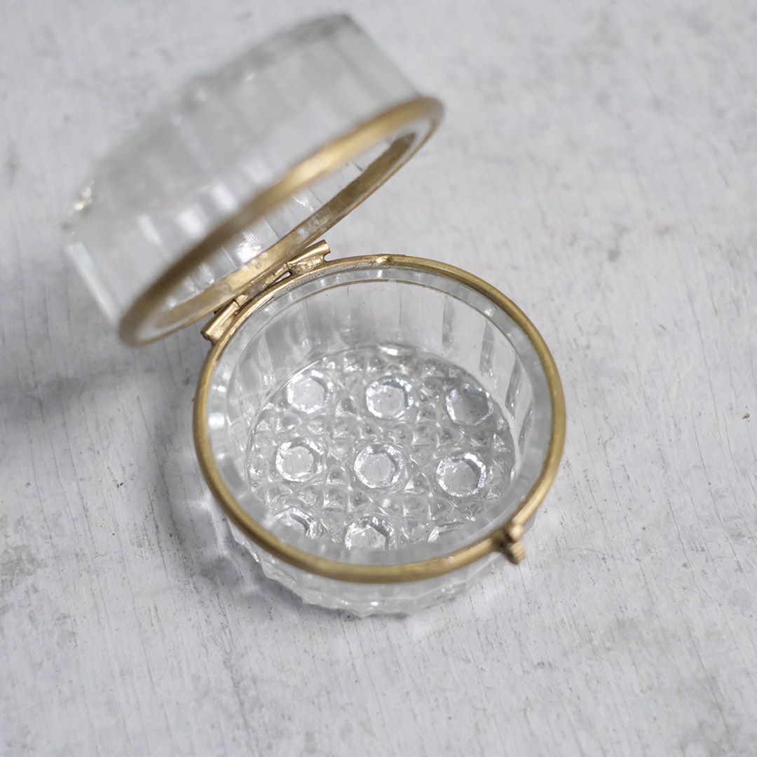 アンティーク アールデコ ヌーヴォー ガラスのパフケース 小物入れ