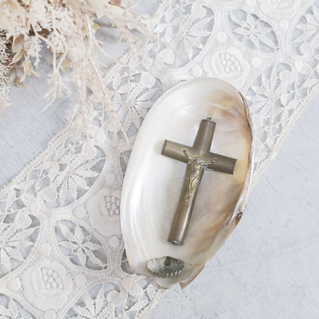 アンティーク ベニチェ フランス 聖水盤 キリスト 貝の通販