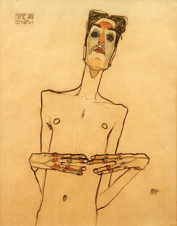 Egon Schiele 線画 木製フレーム付き Egon Schiele 線画 木製フレーム付き