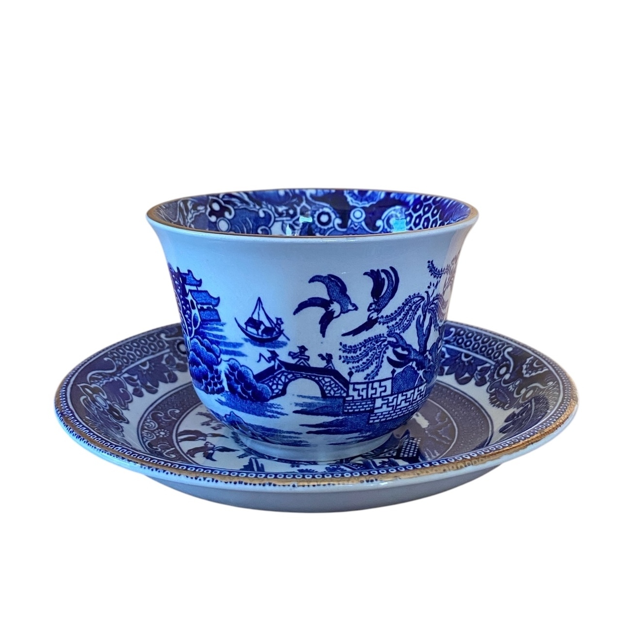 バーレイ ブルーウィロー ティーカップ＆ソーサー 金彩仕上げ 1930s