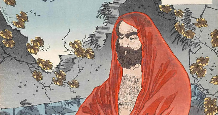 互いに睨めっこしてる凄い達磨大師‼️額入り達磨大師絵像優れ