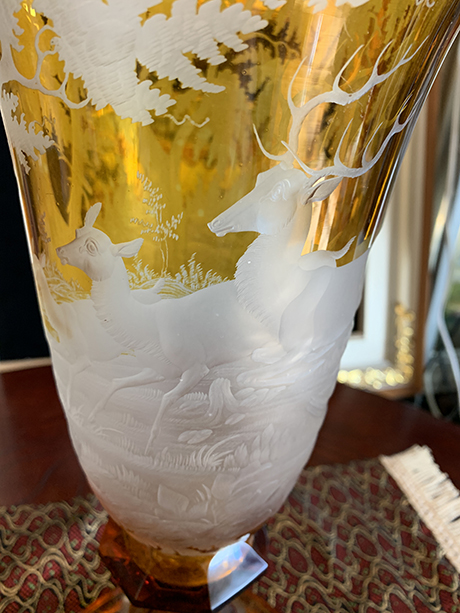 19世紀アンティークBohemian ボヘミアンガラス グラス鹿文