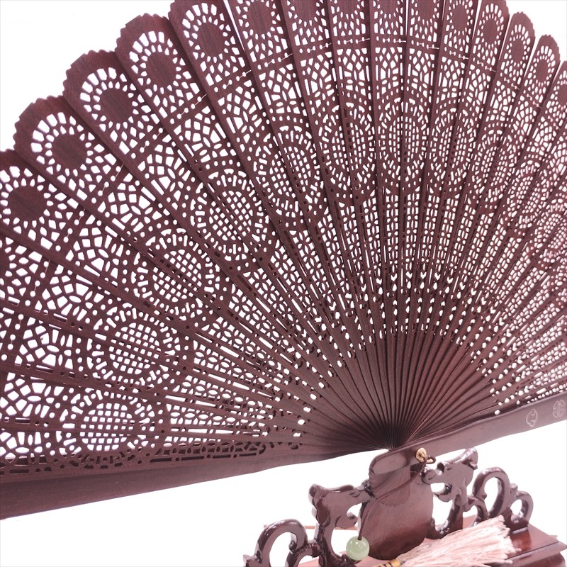紫檀扇子 紫檀扇 銀模様 XS203-01 20cm 中国 蘇州 工芸扇子 | 工芸扇子