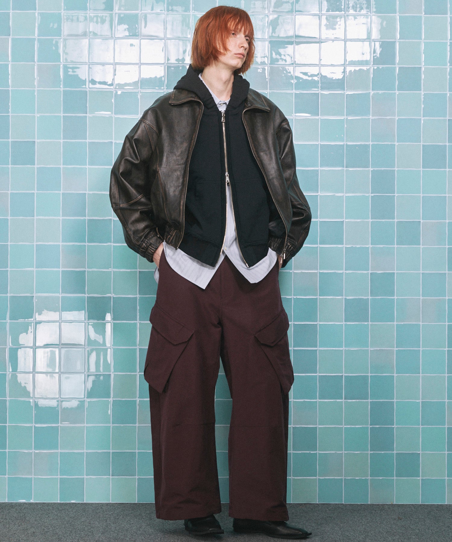 Sheep Leather Stand Collar Blouson