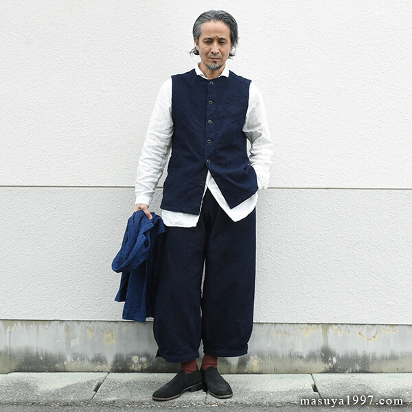DjangoAtour “anotherline indigo pleats widepants”＜anotherline