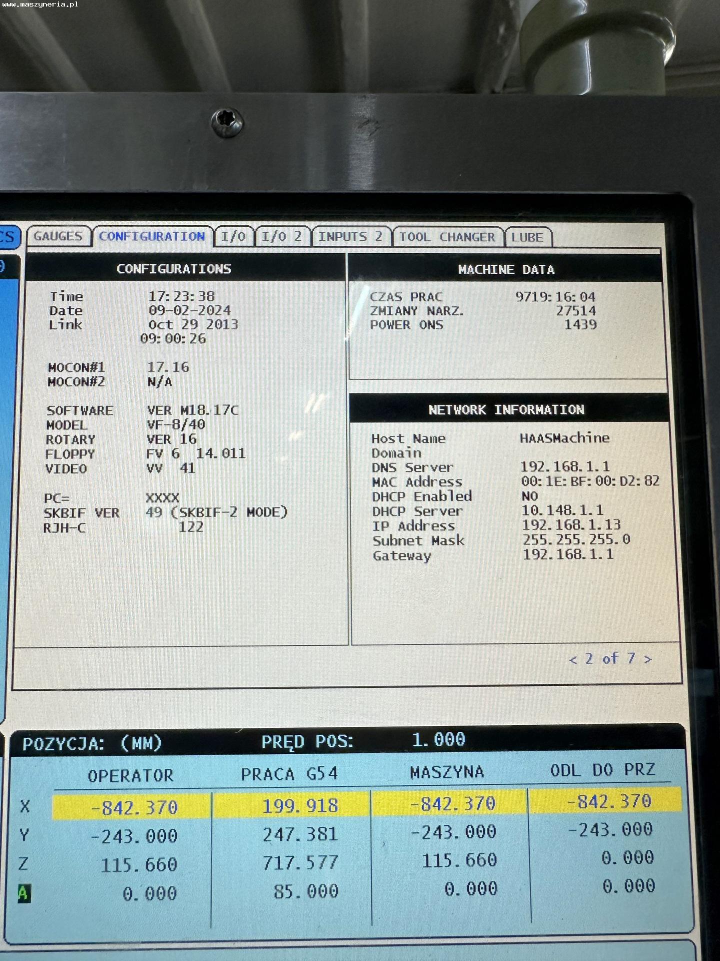 HAAS VF-8/50 CNC machining center