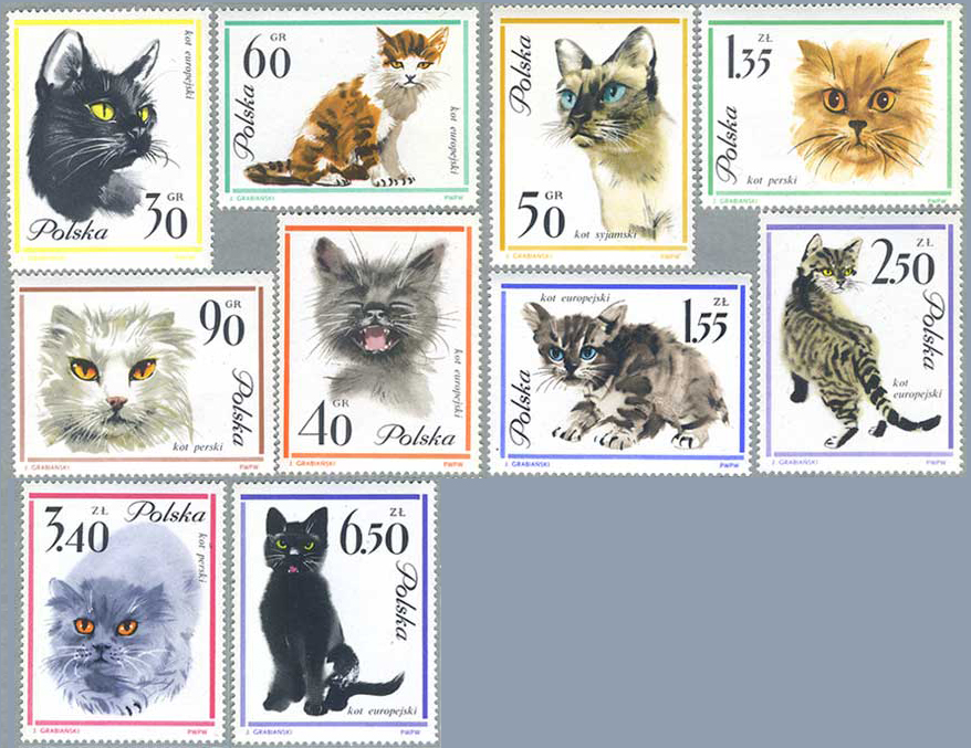 2797 外国切手 海外国々 ペット 猫 ねこ 色々 銷印有 18種まとめ 2797