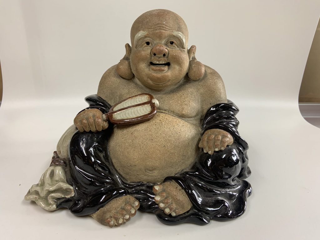 京焼 清水七兵衛 金彩色絵人物図 横手急須