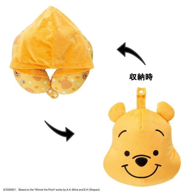 ディズニー くまのプーさん リラックス/プー フード付きネックピロー