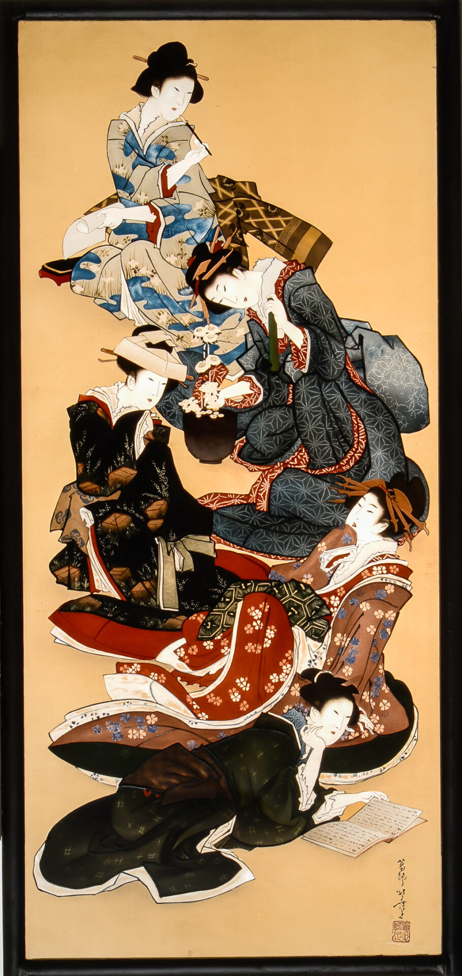 葛飾北斎 「美人画」浮世絵 絹本 掛軸 葛飾北斎 「美人画」浮世絵 絹本