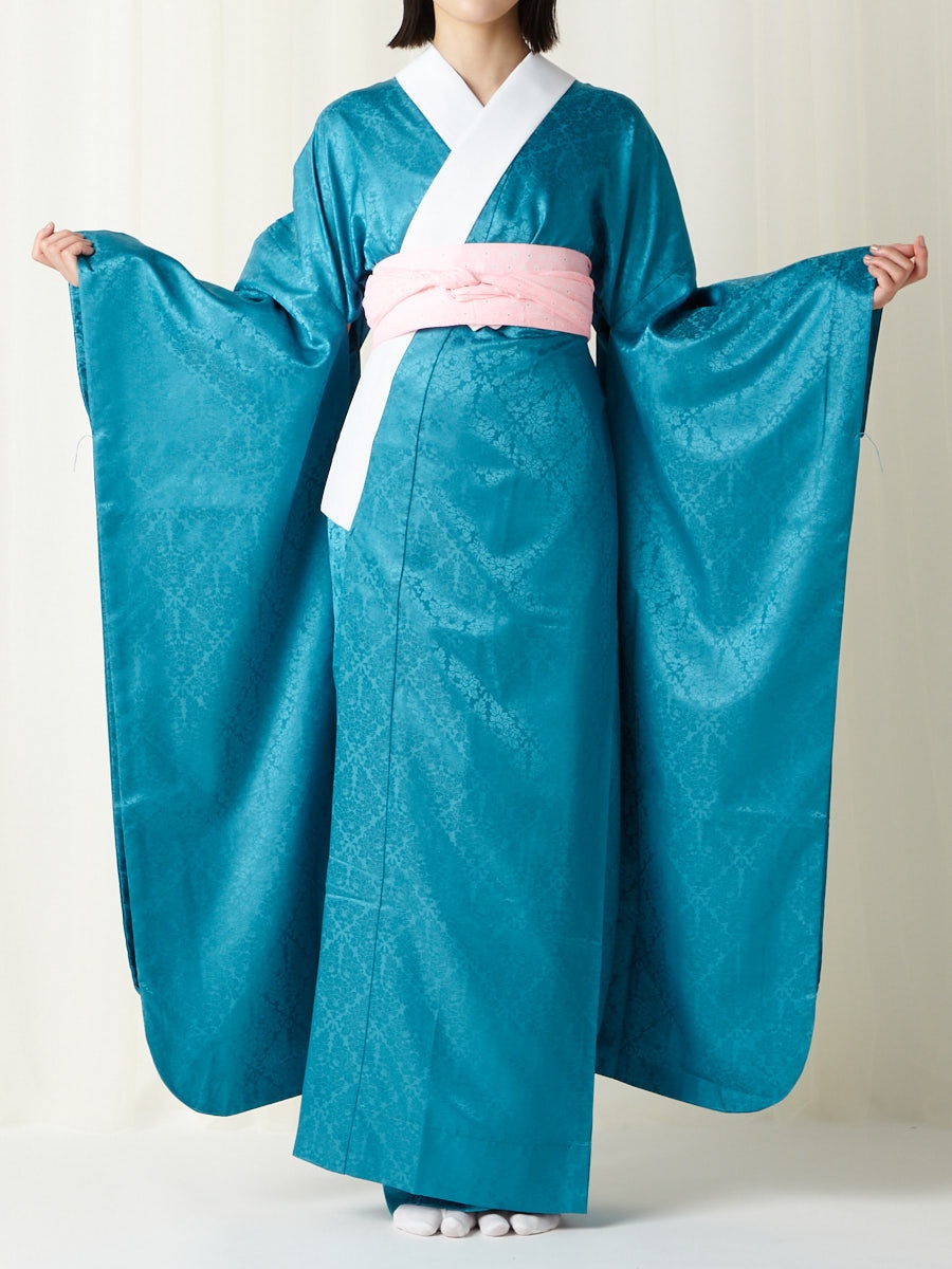 残りわずか】振袖用・長襦袢「ダマスク」(FREE ターコイズ): ふりふ