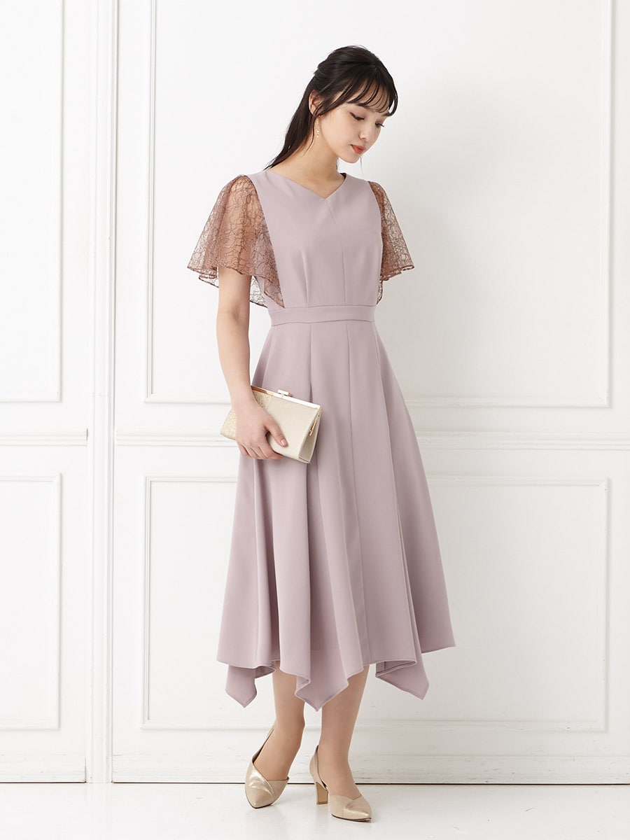 イレギュラーヘム・ミモレ丈ドレス｜パーティードレスの通販AIMER