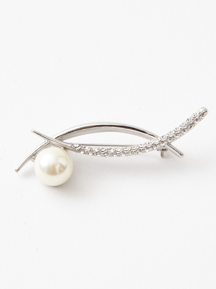 パール付きクロスデザインブローチ(FREE ゴールド): AIMER | エメ