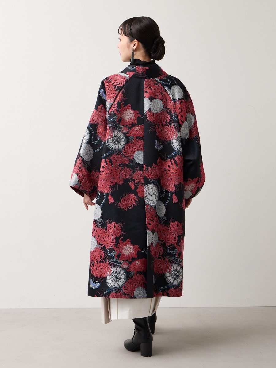 TIMESLIP ジャカード着物風ロングコート(FREE ブラック): ふりふ