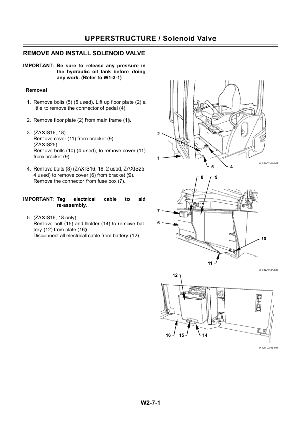 Hitachi ZX16, ZX18, ZX25 Mini Excavator Workshop Repair Manual
