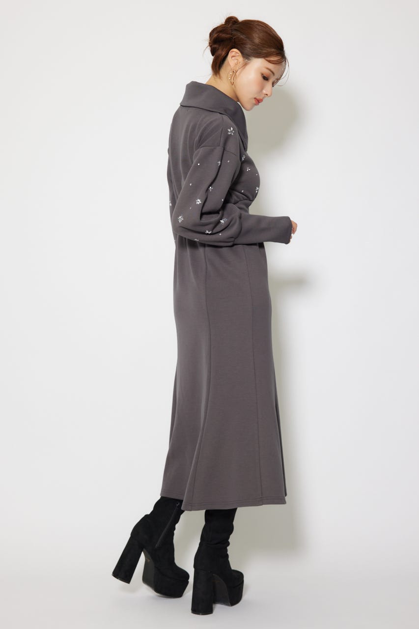 rienda | フラワーモチーフスウェットワンピース (ワンピース(ロング