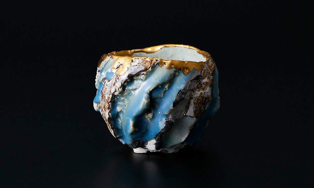 市川透 秀逸作 黒揚ぐい呑 酒呑 共箱 市川透 秀逸作 黒揚ぐい呑 酒呑