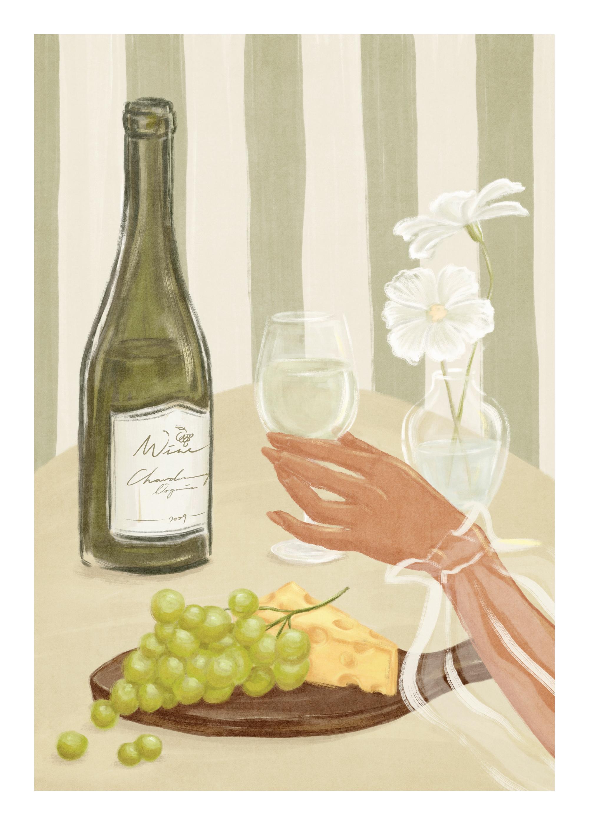 油彩画 white wine time 油彩画 white wine time 油彩画 white wine