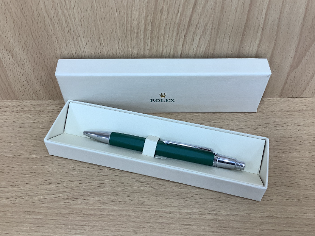 ロレックス ROLEX 緑色ボールペン メタルクリップ付き ROLEX