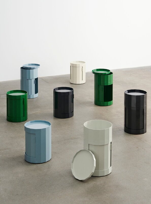 HAY Facet cabinet incl. feet and castors, low, misty blue