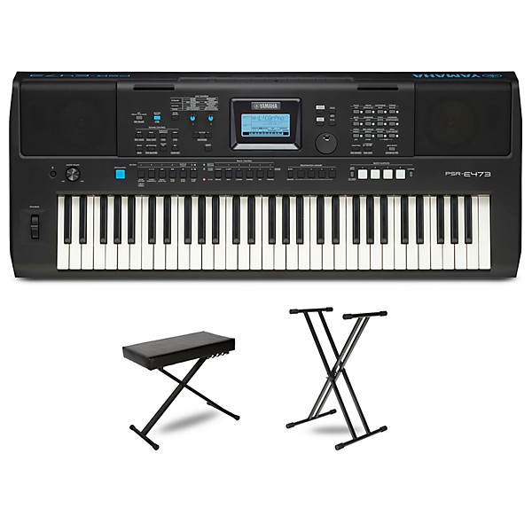 Yamaha PSR-E473 High-Level Portable Keyboard Package Essentials