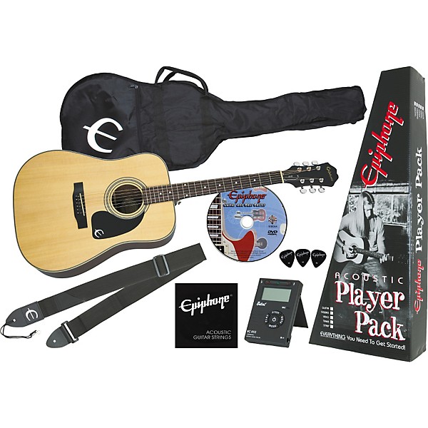 Epiphone DR-90 Acoustic Player Pack Natural Chrome Hardware