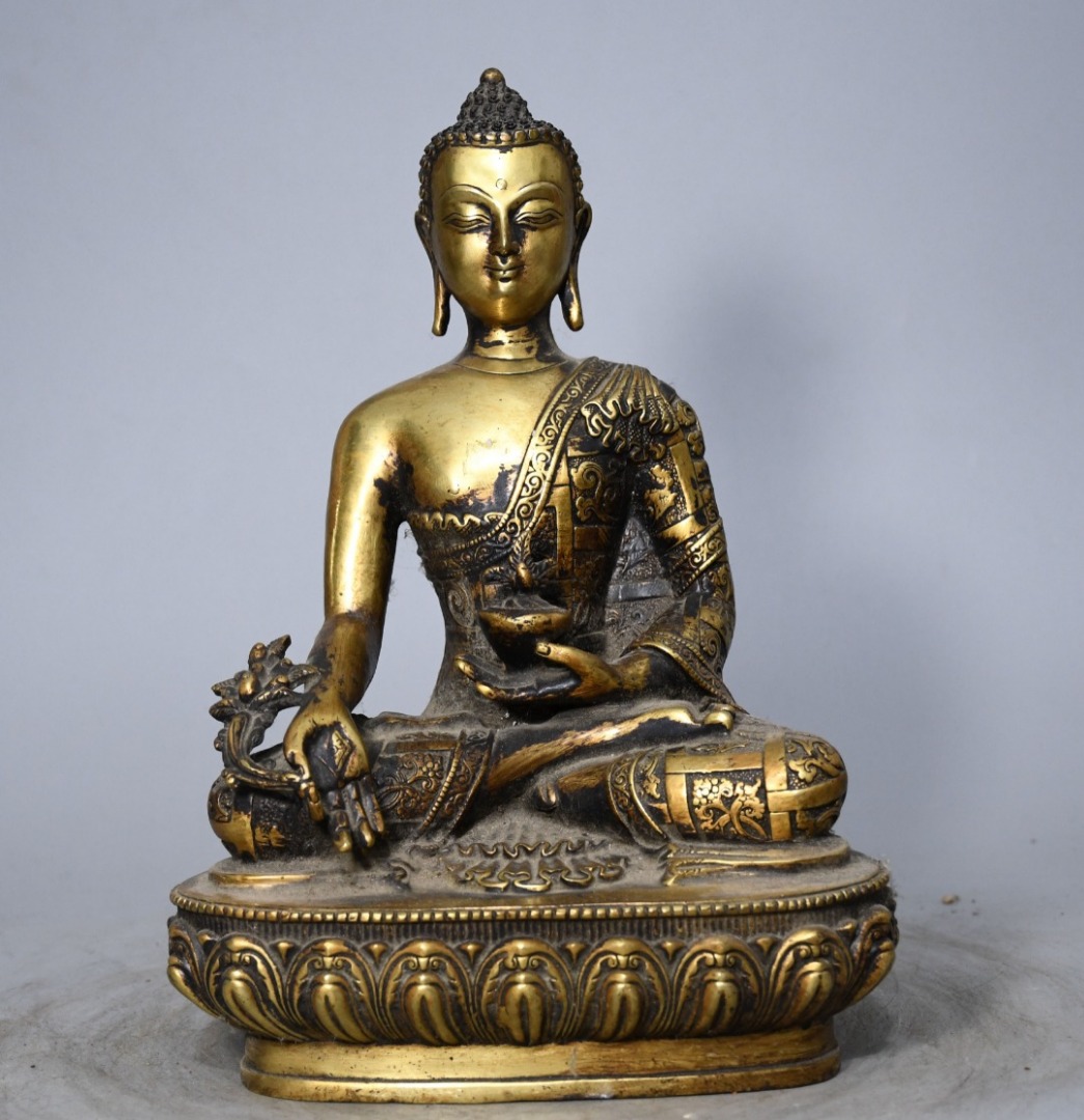 超珍館蔵・銅製・金鍍・金剛薩錘仏像】置物・古賞物・古美術品・稀少