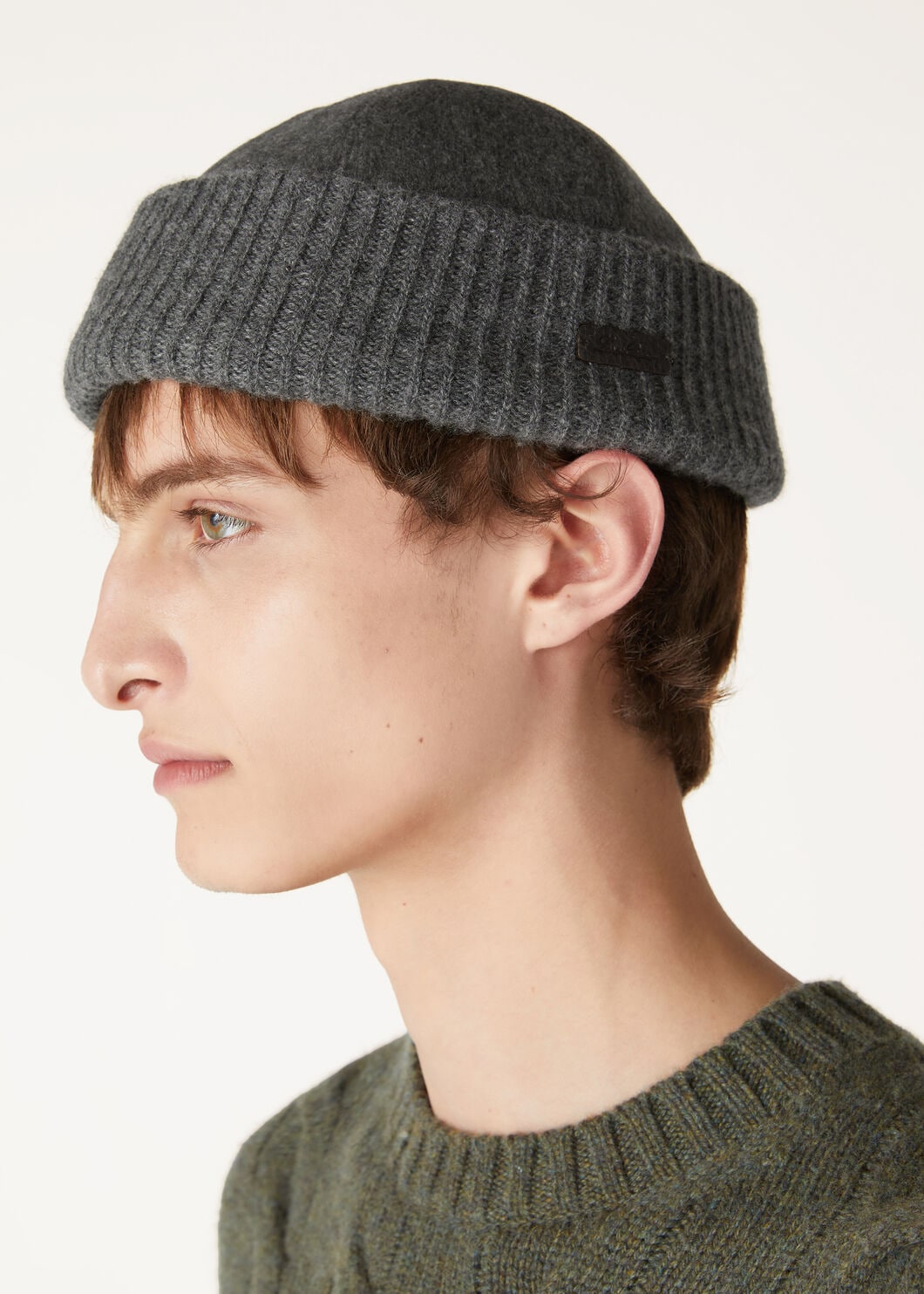 Loro Pianaロロピアーナリブ編みニット帽 ロロピアーナ カシミヤ100