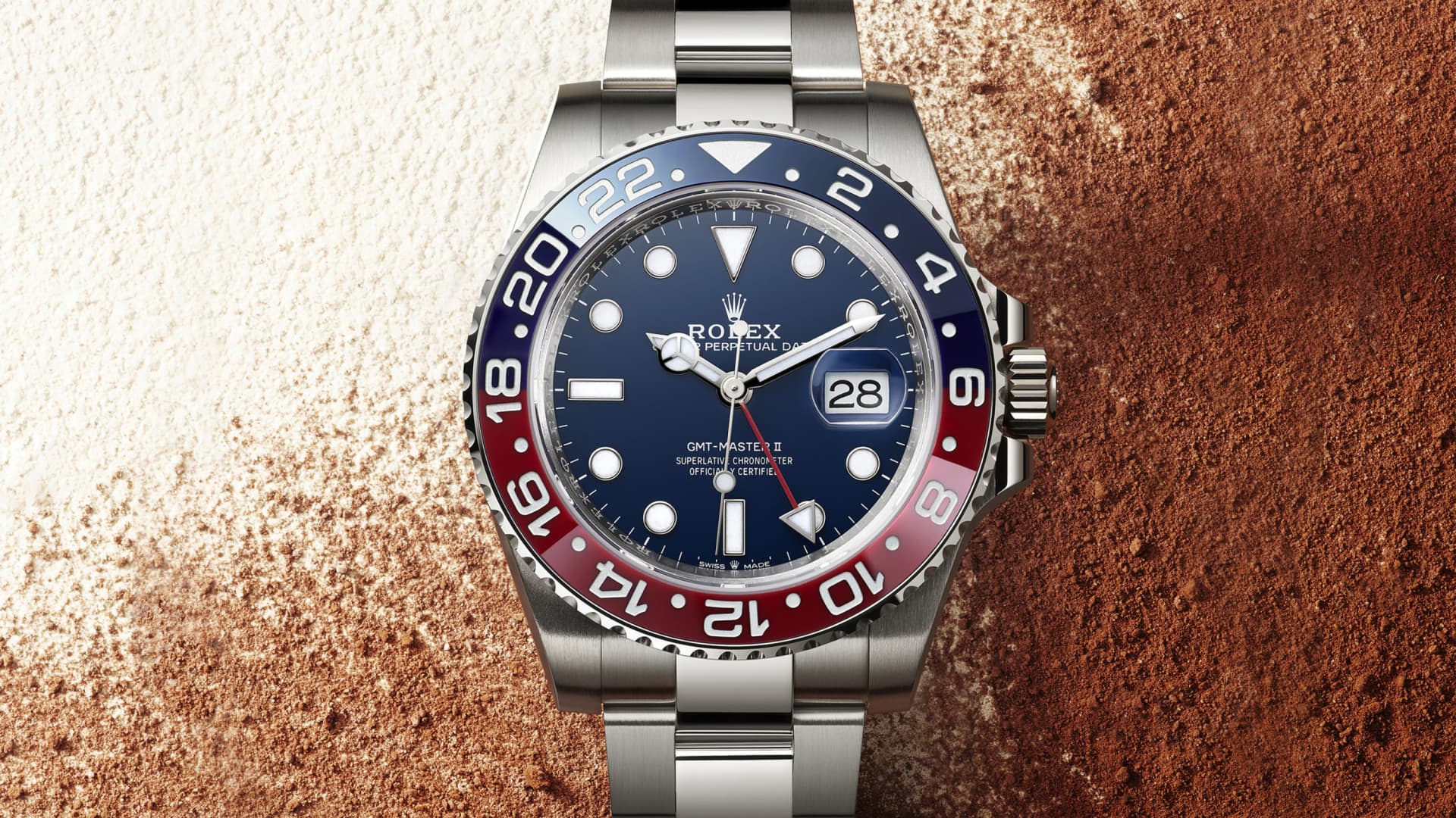 ロレックス GMTマスター Ⅱ ウォッチ：18 ct ホワイトゴールド