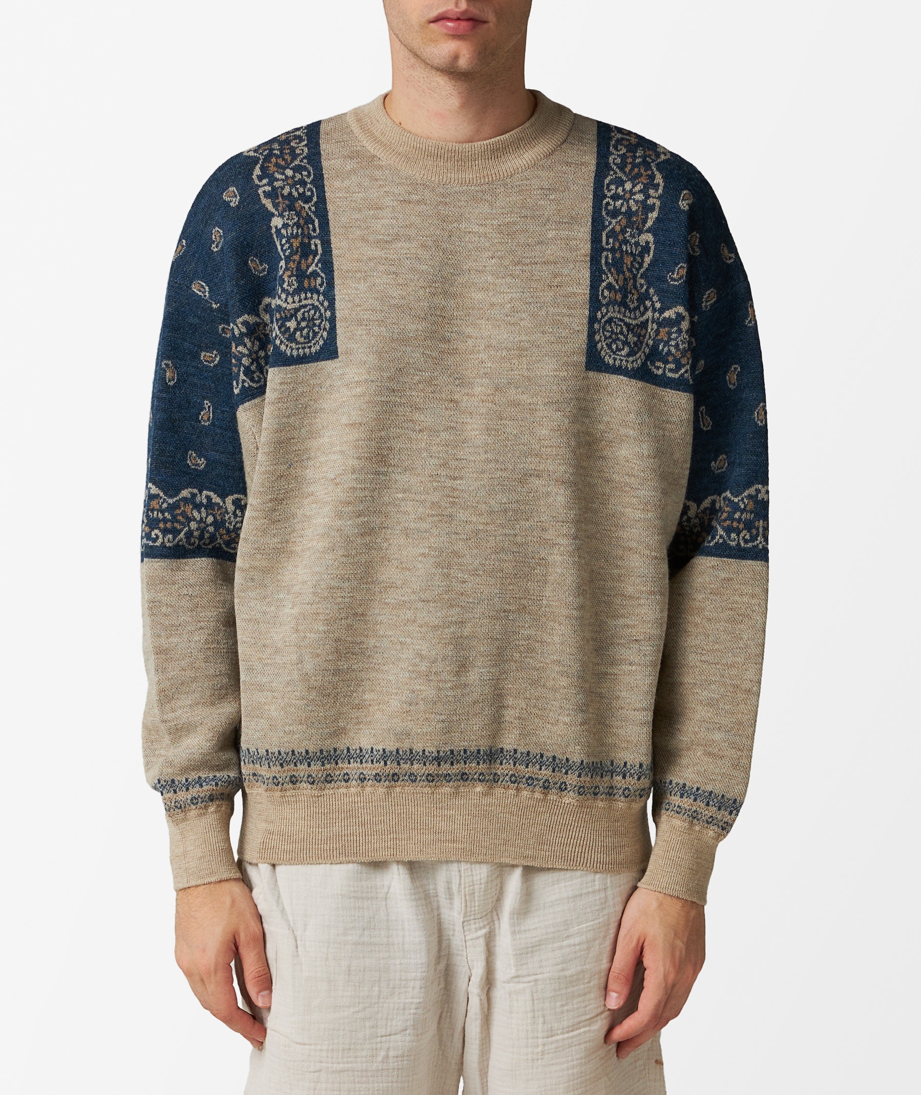 KAPITAL 12G Wool Bandana Sweater in Multicolored | SVD USA