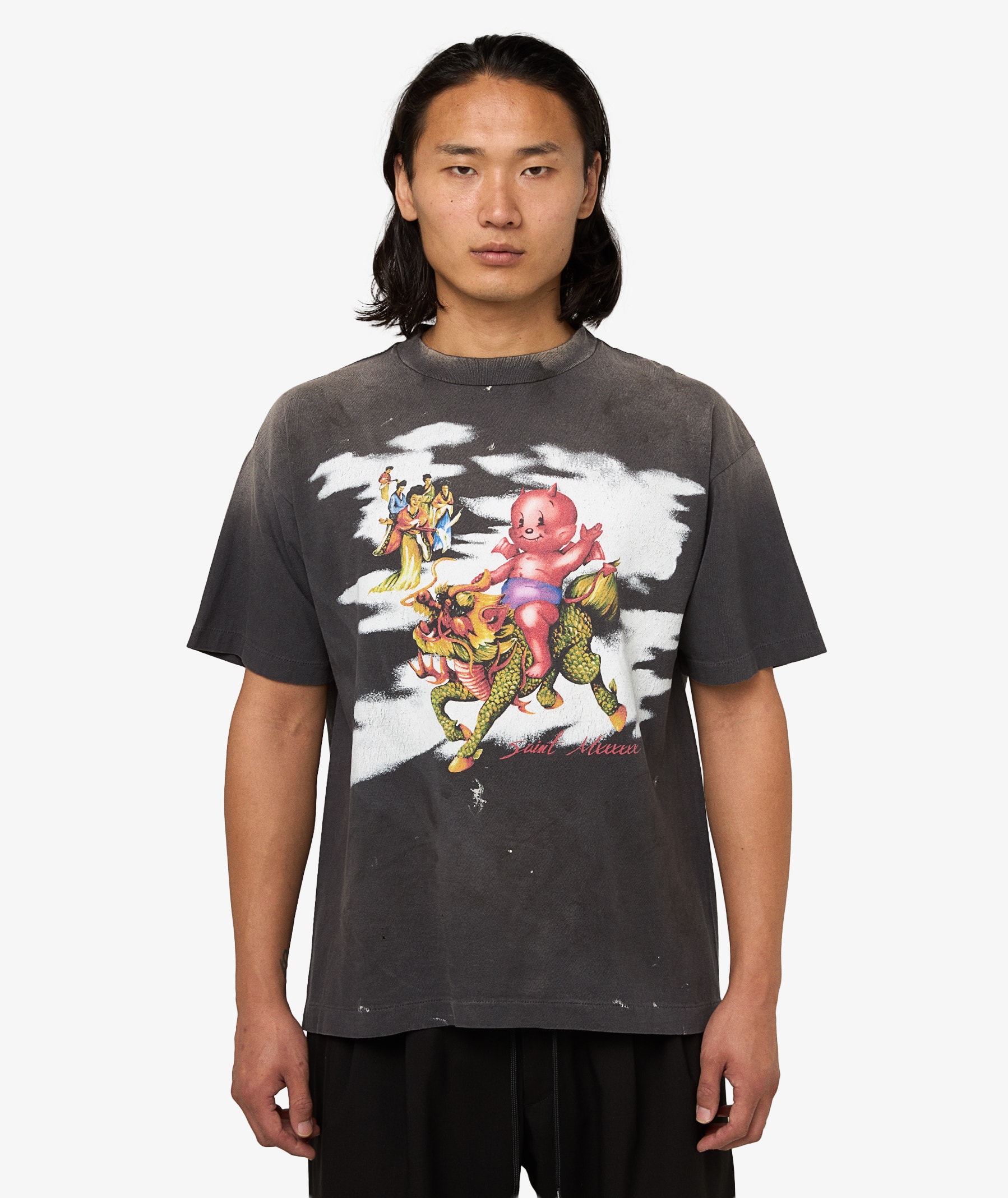 SAINT Mxxxxxx Damaged T-Shirt | Charcoal | SVD USA