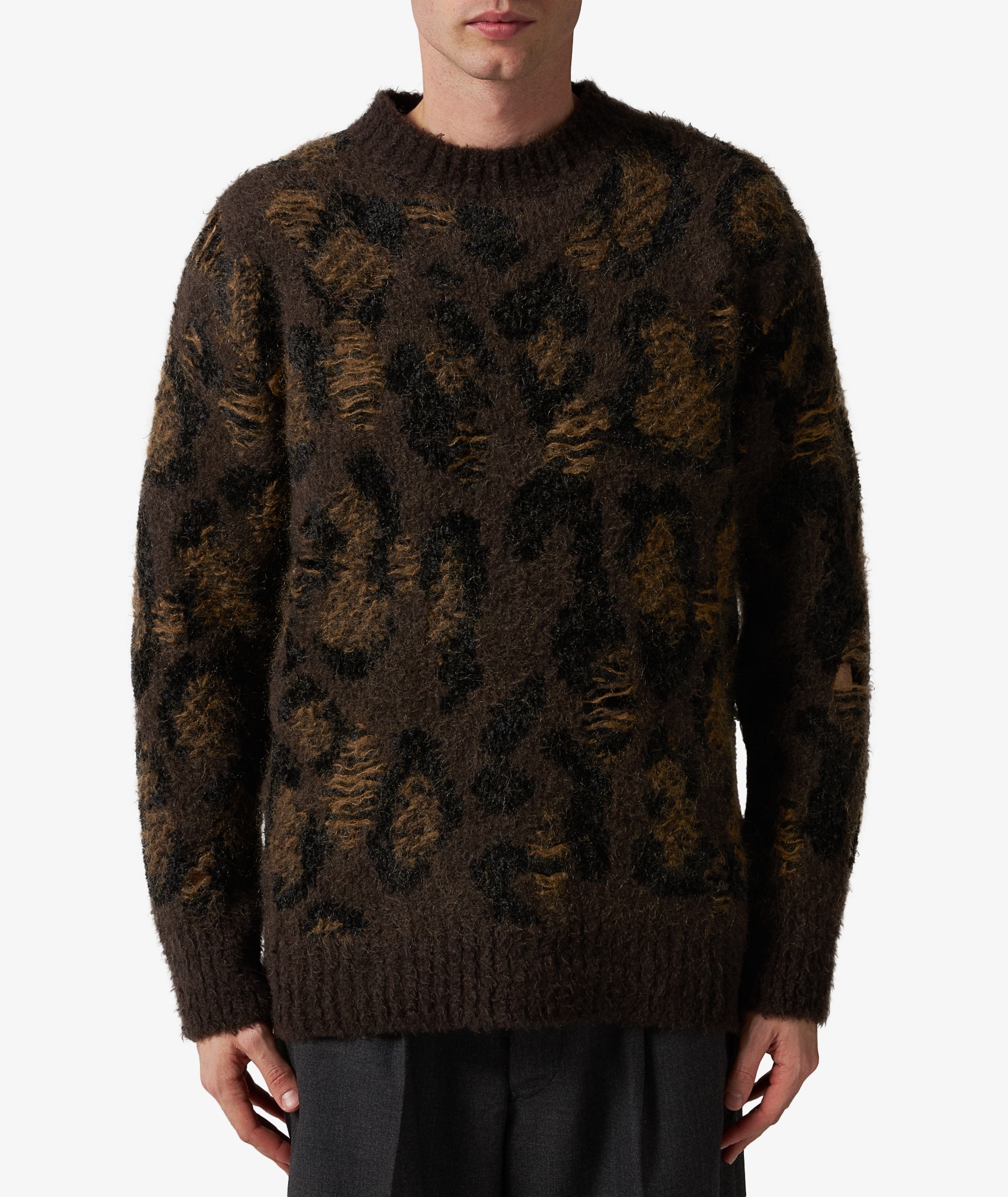 Junya Watanabe MAN Wool Interlock Knit Sweater in Dark Brown | SVD USA