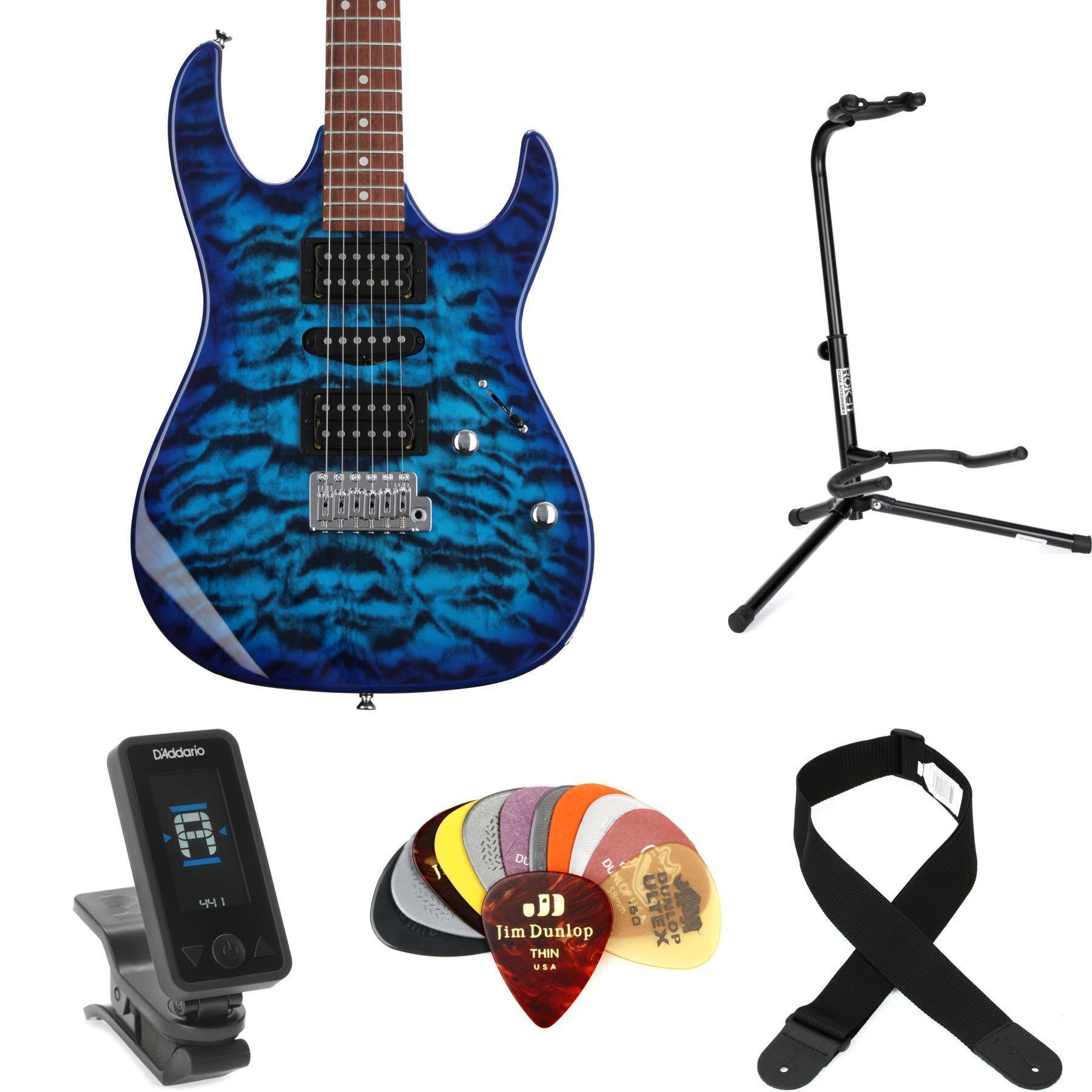 Ibanez Gio GRX70QA Electric Guitar Essentials Bundle - Transparent