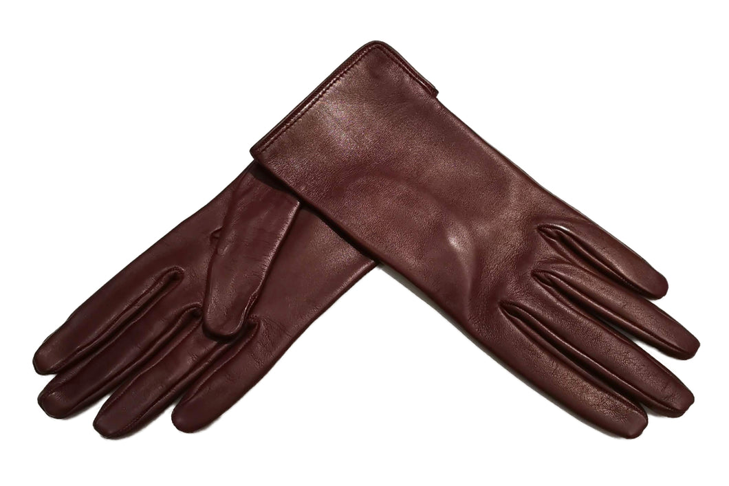 レディース手袋◇ナパレザー◇ ボルドー/BORDEAUX《シルク》 – Merola
