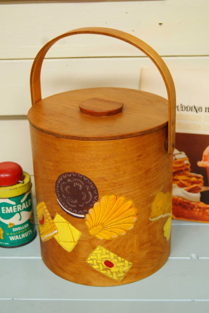 木製クッキージャー ヴィンテージ Wooden Cookies Jar
