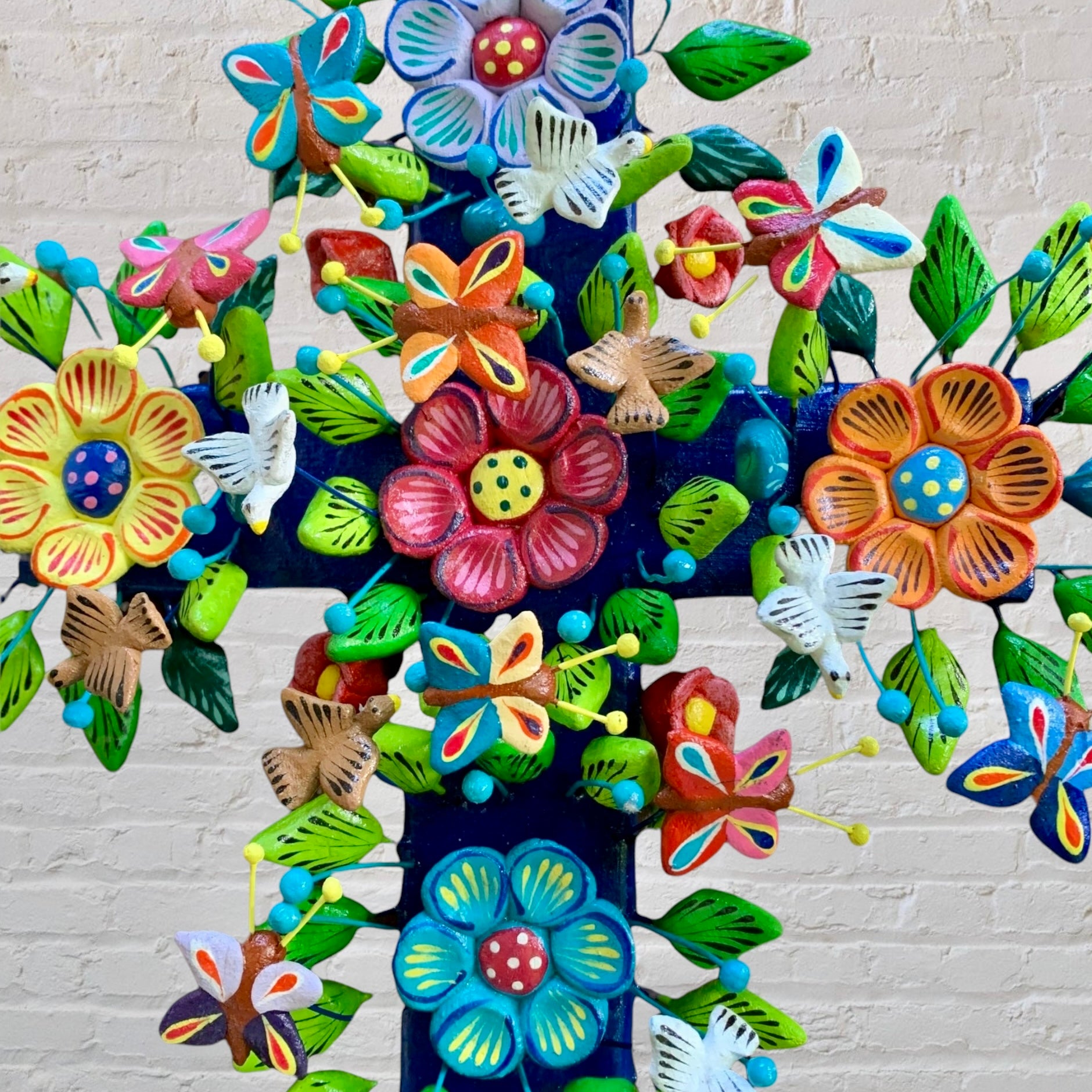 Ortega Folk Art Cross | Clay Mexican Pottery Wall Decor | MexDecor